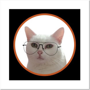 Cute Cat With Glasses Posters and Art